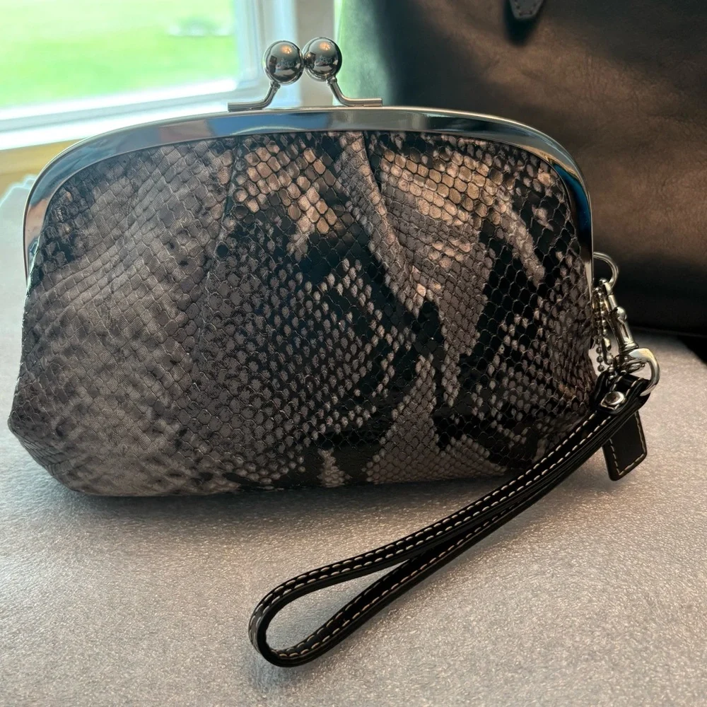 COACH Snakeskin Clutch with Wristlet - Picture 2 of 10